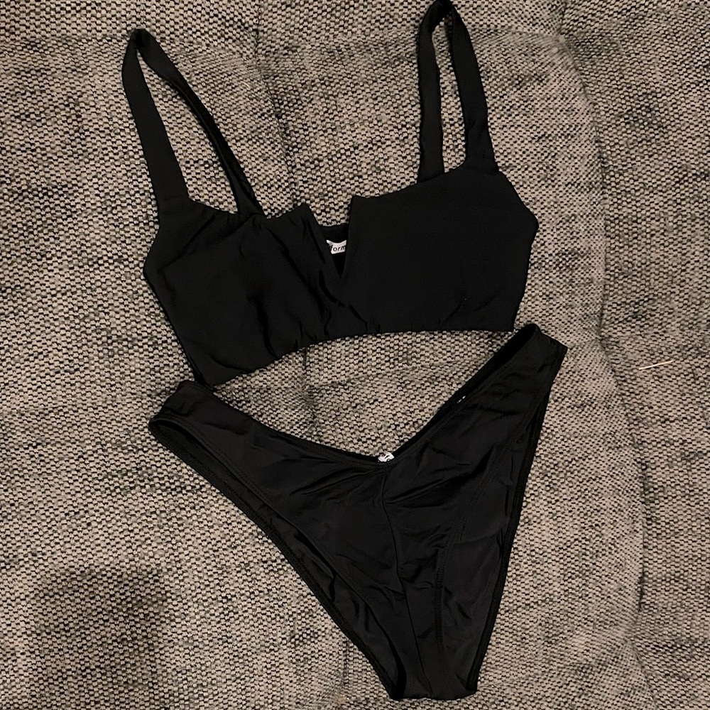 Reformation Black Two-Piece Bathing Suit